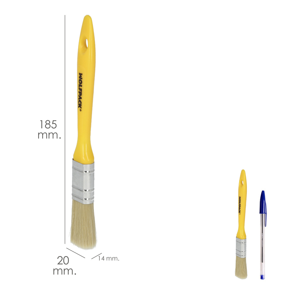 Paletina Profesional Cerda Blanca Ancho 20 mm. Cerdas Naturales Mango Plastico Ergonomico, Brocha Pintor, Pincel Pintura - Imagen 2