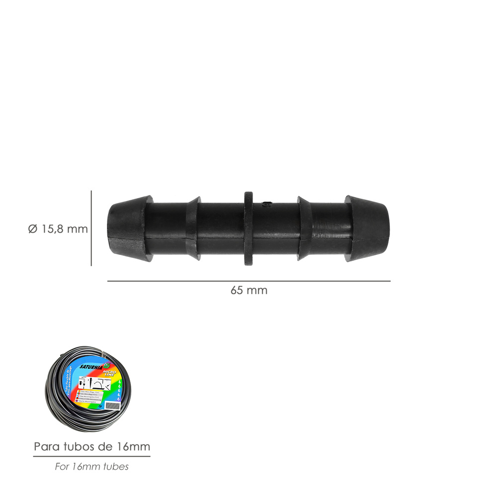 Enlace Simple Para Tuberias Goteo Ø 16 mm. (Bolsa 100 Piezas) Riego Por Goteo, Microaspersión, Riego Por Nebulizacion - Imagen 2