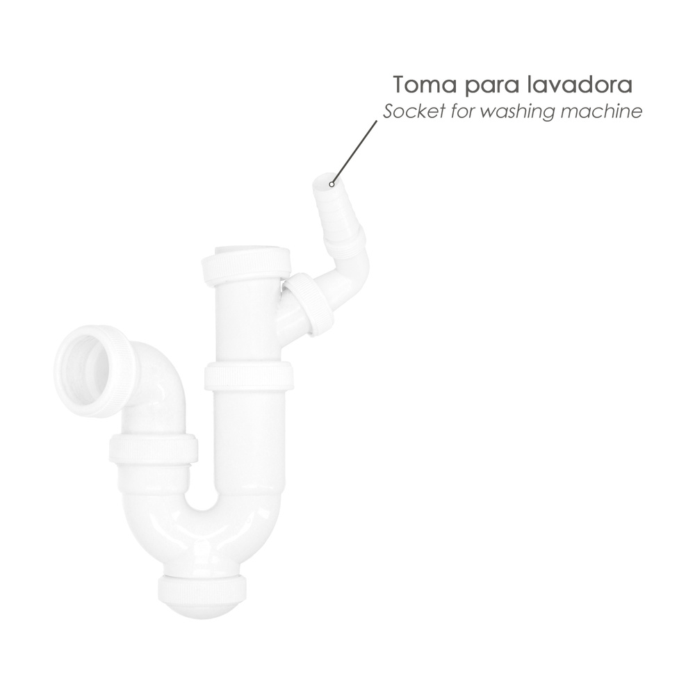 Sifon Curvo Extensible Con Toma Lavadora 1 1/2" Ø 40 Mm. - Imagen 4