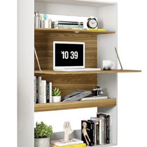 Armario SPAIN, multiusos, alto, MDP blanco y miel, 90x36x140 cms