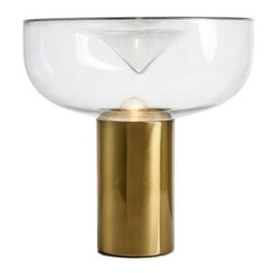 Lámpara HEROLD, sobremesa, metal dorado, tulipa de cristal