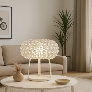 Lámpara ITALICA 50, sobremesa, acrílica, transparente, 50 cms de diámetro