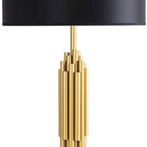 Lámpara KASSEL, sobremesa, metal dorado, pantalla negra