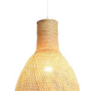 Lámpara MANILA, colgante, pantalla de bambú natural trenzado