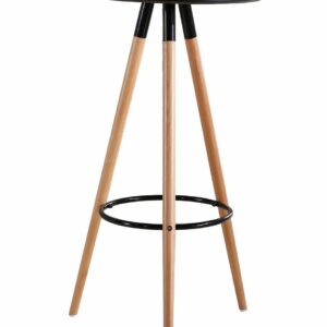 Mesa alta OTILIA NEW, madera, tapa negra de 60 cms de diámetro