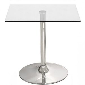 Mesa BERNIE 60C, cromada, cristal templado 60 x 60 cms