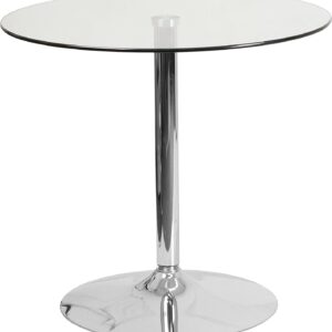 Mesa BERNIE 70R, cromada, cristal templado 70 cms diámetro
