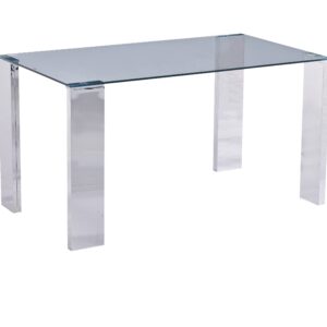 Mesa BETSY, acero inoxidable, cristal templado, 160x90 cms