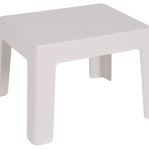 Mesa CARY, baja, apilable, polipropileno blanco.