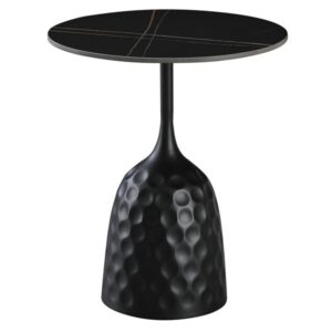 Mesa CAVEZZO, baja, negra, tapa cerámica mármol negro, 50 cms de diámetro