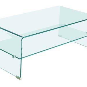 Mesa CHALLENGER, baja, cristal curvado, 110x55 cms