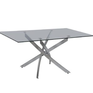 Mesa CHANTAL 150, cromada, cristal, 150 x 90 cms
