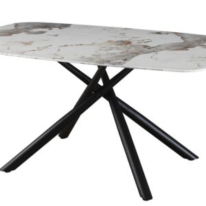 Mesa JAZZ, metal negro, tapa de cristal templado, 160x90 cms