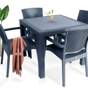 Mesa MIJAS, polipropileno gris oscuro, 90 x 90 cms