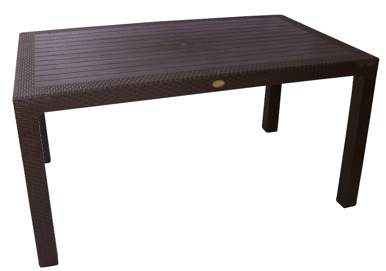Mesa MIJAS, polipropileno marrón chocolate, 150 x 90 cms