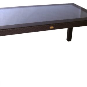 Mesa MIJAS, tapa de cristal, polipropileno marrón chocolate, 150 x 90 cms