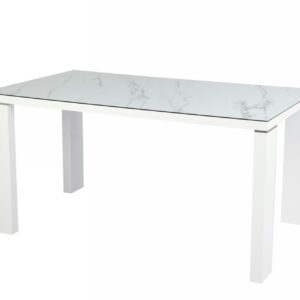 Mesa ROYAL, lacada blanca, cristal ceramico, 150 x 90 cms