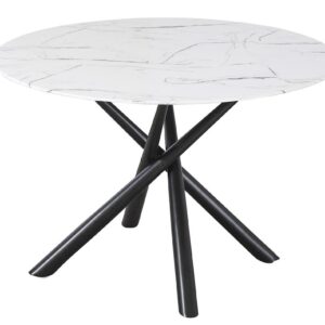 Mesa SAHARA, metal negro, tapa de cristal templado, 120 cms de diámetro