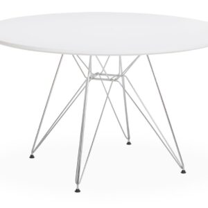 Mesa STAR, cromada, lacada blanca, 120 cms de diámetro