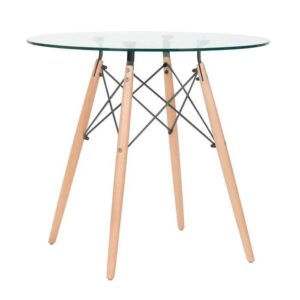 Mesa STAR (TO), madera, cristal, 100 cms de diámetro