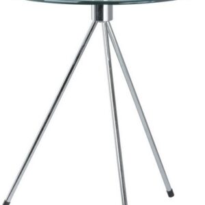 Mesa TRIPLICATE, baja, cromada, cristal,  50 cms diámetro.