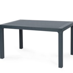 Mesa TROPICAL, ratán, polipropileno antracita, 140 x 80 cms