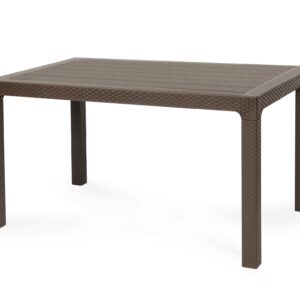 Mesa TROPICAL, ratán, polipropileno marrón chocolate, 140 x 80 cms