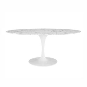 Mesa TUL, oval, fibra de vidrio, mármol blanco 160x90 cms