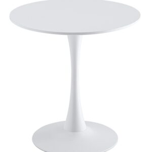 Mesa TUL (SI), base de metal, tapa lacada blanca, 70 cms de diámetro