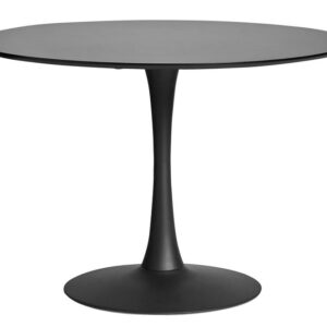 Mesa TUL (TO), base de metal, tapa lacada negra, 120 cms de diámetro