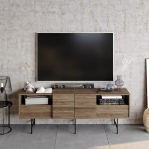Mueble de TV SIMON, bilaminado nogal, 180 cms.