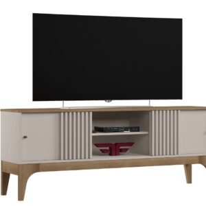 Mueble TV FLORENCIA, blanco roto y cedro, 160 cms
