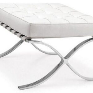 Ottoman BARNA (T), acero inoxidable, piel top blanca
