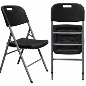 Silla BEACH NEW, plegable, metal, gris, polietileno negro
