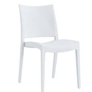 Silla CAPRI, apilable, tratamiento anti UV, polipropileno blanco