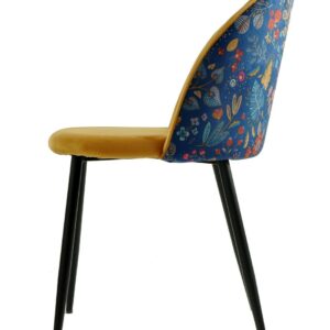 Silla CARNAVAL YELLOW, metal, tapizado velvet amarillo con trasera carnaval