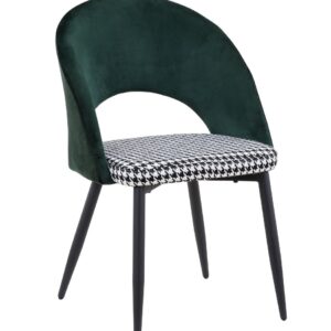 Silla CLEO, metal, tapizado verde con pata de gallo