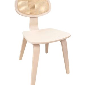 Silla CORBEL, contrachapado de madera de hevea, rejilla, acabado natural