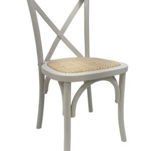 Silla CROSS SX, madera de haya, blanca, asiento de ratán