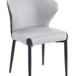 Silla DAVOS, metal, tapizado similpiel marrón y gris