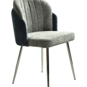 Silla DRESDE, cromada, tapizada chenilla azul y gris claro