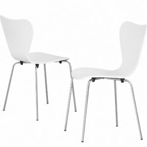 Silla JACOBO, apilable, cromada, acabado lacado blanco