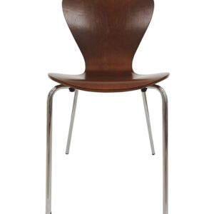 Silla JACOBO, apilable, cromada, acabado nogal