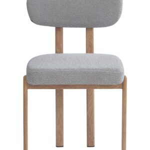 Silla MESINA, metal acabado de color madera, tejido bouclé gris 24