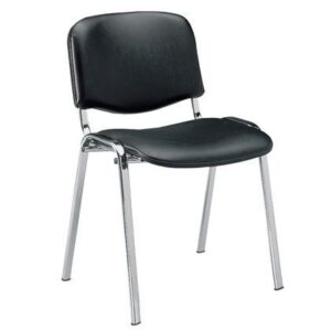 Silla NIZA NEW AM, chasis cromado, similpiel negra