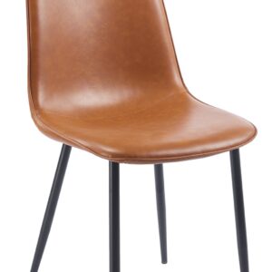 Silla PEÑAFIEL, metal, similpiel vintage marrón