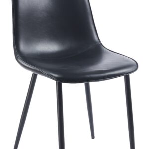 Silla PEÑAFIEL, metal, similpiel vintage negra