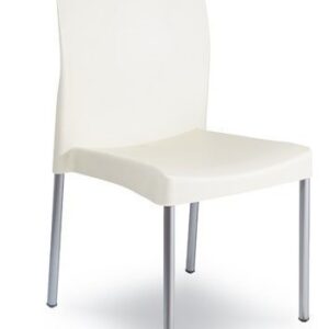 Silla SANDRA, aluminio, polipropileno blanca