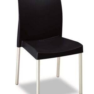Silla SANDRA, aluminio, polipropileno negro