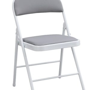 Silla SMART, plegable, metal, epoxi blanco, vinilo gris claro
